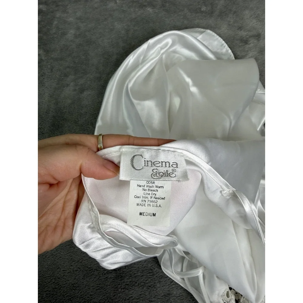 Vintage Y2K Lace Beaded Slip Dress Women's Size Medium White Fairy Dainty Bride - Picture 4 of 8